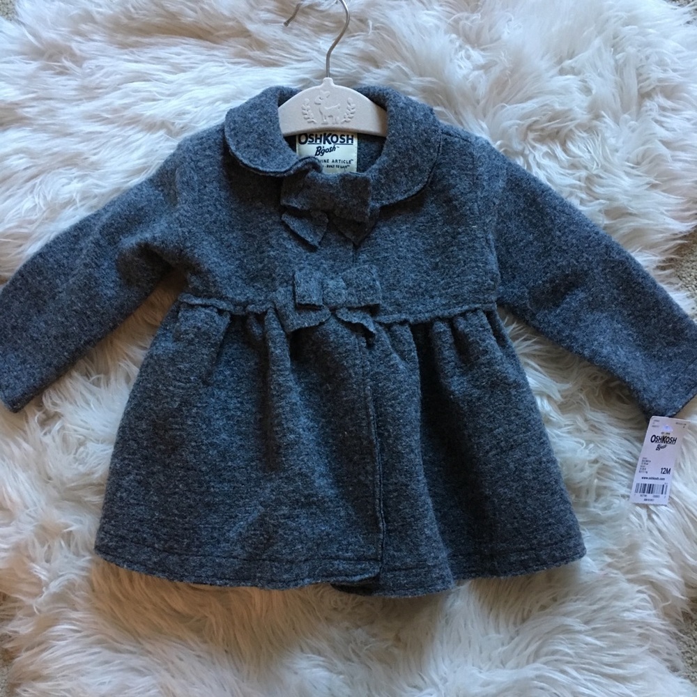 NWT OshGosh Baby Girl Wool Coat with Bows